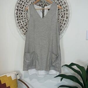 Lumiere for Anthropolgie gray and white sleeveless dress size small